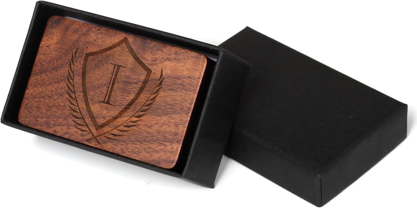 Mens Initial Cufflinks and Tie Clip A-Z Alphabet Letter Black Stainless Cuff Links Tie Bar with Engraved Walnut Wood Box Groom Groomsman Wedding Set
