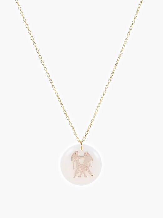 Zodiac Sign Necklace – Mother of Pearl Pendant – Available in Two Finish 925 Sterling Silver and 14K Gold Plated – Adjustable Chain – Horoscope Jewelry Gift with Zodiac Card & Gift Box