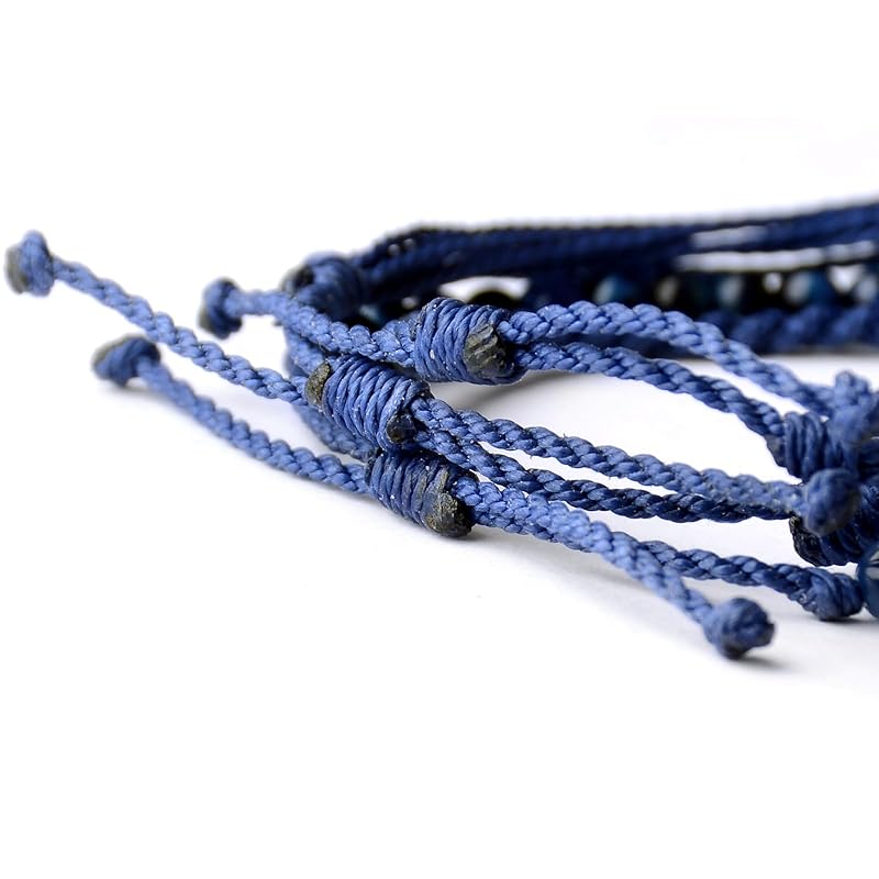Handmade Natural Stone Beaded Healing Bracelet Gift for Men Adjustable Rope String Bracelet (Tiger Eye(BLUE), Adjustable)