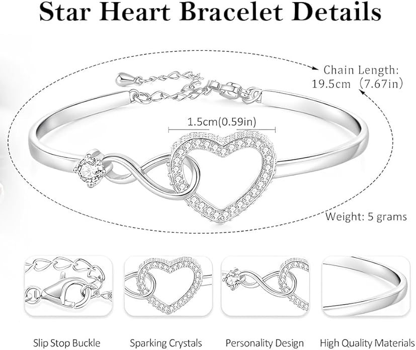 To My Beautiful Daughter In Law Bracelet From Mother-In-Law, Daughter In Law Birthday Gifts, Infinity Star Heart Bracelet For Her With Heartfelt Message Card & Elegant Box, Bonus Daughters Bracelets