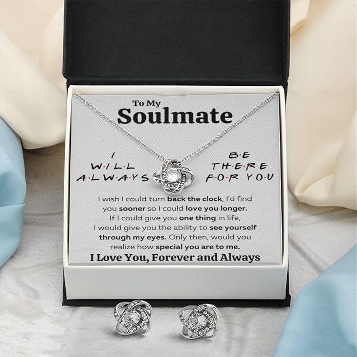 Couples Gifts Necklace To My Soulmate Necklace Birthday Christmas Jewelry Romantic Gifts For My Wife with Message Card Box Personalized Gift Present Pendant for Future Wife Soulmate Girlfriend