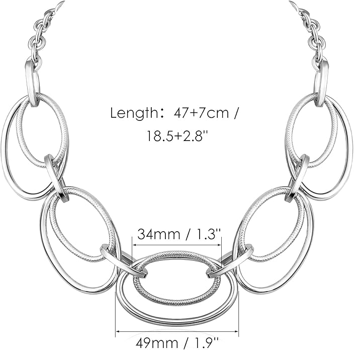 Chunky Gold Necklace for Women: 14k Gold Plated Loop Chain Link Statement Choker Necklace for Women - Chunky Fashion Pendant Jewelry