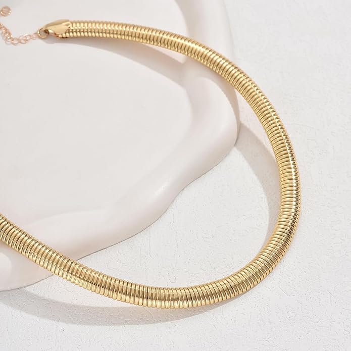 Chunky Gold Choker Necklaces for Women Non Tarnish Silver Statement Necklace for Women Chunky Necklace Open Round Gold Collar Necklace Trendy Jewelry