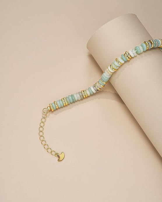 Colorful 18K Gold Plated Bracelets for Women, Stack Bangle Beaded Stone Jewelry Accessories Set for Woman, Trendy Fashion Jewelry Gifts