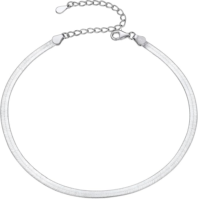 PROSILVER 925 Sterling Silver Ankle Bracelets For Women, Stylish Chain Anklets, Summer Beach Jewelry, 8.6-10.6 Inch Adjustable, Come with Box