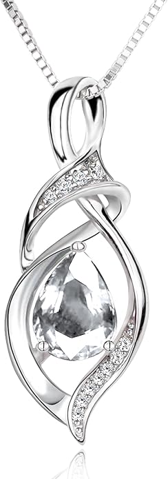 Birthstone Necklace for Women 925 Sterling Silver Necklace Birthday Gifts for Women Mom Wife 18"+2" Inch