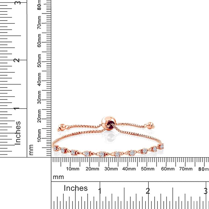 Gem Stone King Round Gemstone Birthstone Tennis Bracelet For Women | 925 Sterling Silver | 2.5MM Round | Fits Up To 9 Inch Wrist | Adjustable Bolo Bracelet For Women | Easy-On Easy-Off