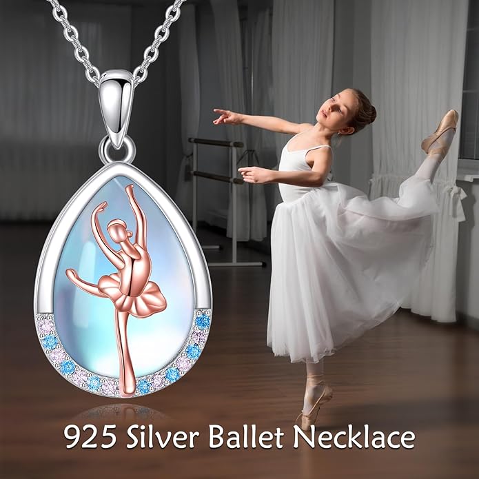 POPLYKE Sports Gifts for Girls Sterling Silver Gymnastics/Ballerina/Piano/Reading Heart-Shaped Pendant Necklace for Women