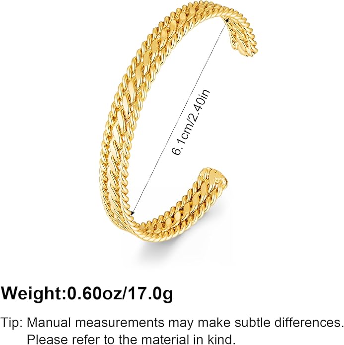 VEDAIM Two Tone Bracelet for Women Braided Twisted Cuff Bracelet Gold Silver Mixed Metal Statement Bracelet Adjustable Jewelry