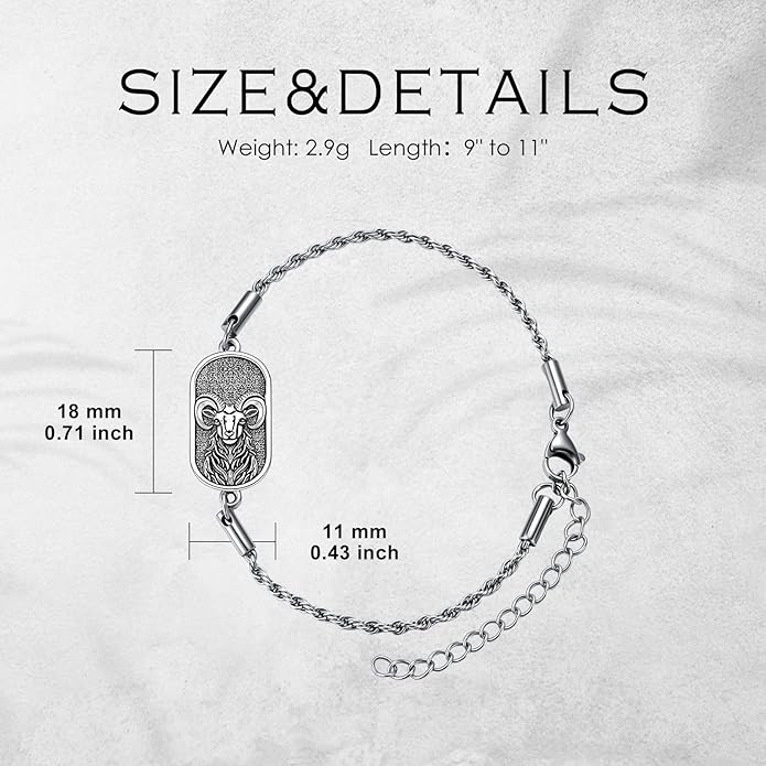 SIMONLY Zodiac Bracelet 925 Sterling Silver Constellation Anklet Horoscope Zodiac Jewelry Christmas Birthday Astrology Gifts for Women Men Unisex