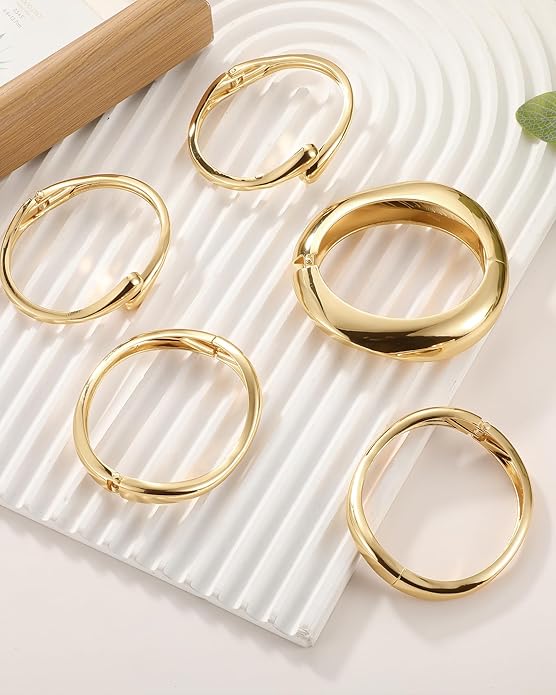HMGADN Chunky Gold Bangle Bracelets for Women, Gold Twist Cuff Bracelet Trendy Stackable Bangles Set Fashion Jewelry Gifts