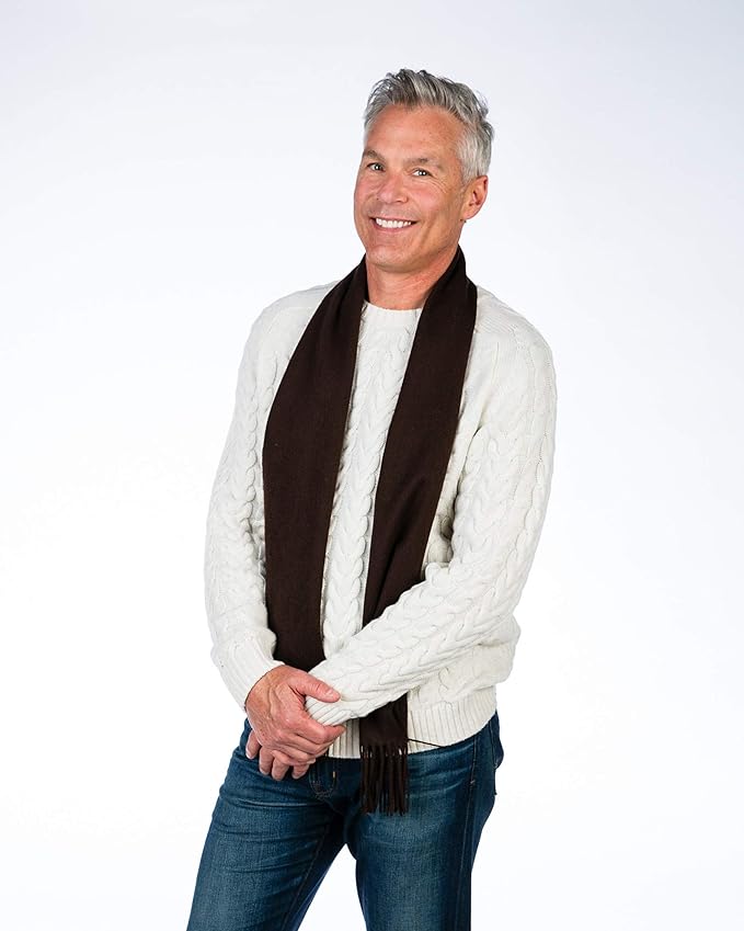 Alashan Cashmere Ultra-Fine Merino Wool and Cashmere Blend Woven Scarf -Luxe fabric-Lightweight- 72" x 12"