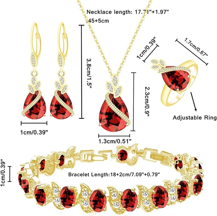 ZCGJWE Wedding Jewelry Set for Women Gem Necklace Earrings Bracelet Luxury Jewelry Set Birthday Valentine's Day Mother's Day Christmas Prom Jewelry Gift