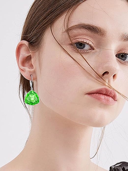 TOUPOP Leverback Earrings for Women Sterling Silver Simple Geometric Birthstone Dangle Drop Earrings Jewelry Christmas Valentine Mothers Day Birthday Gifts for Women Her Wife