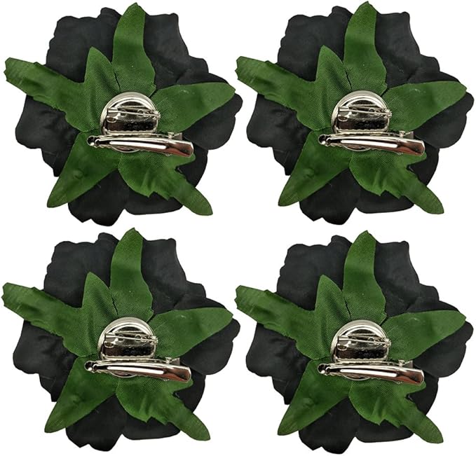 La Homein Sanrich 4pcs/Pack Fabric Rose Hair Flowers Clips Mexican Hair Flowers Hairpin Brooch Headpieces