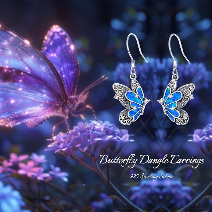 Diamond Butterfly/Dragonfly/Bee Earrings for Women 925 Sterling Silver Opal Dangle Drop Earrings Jewelry Gift for Mother Wife