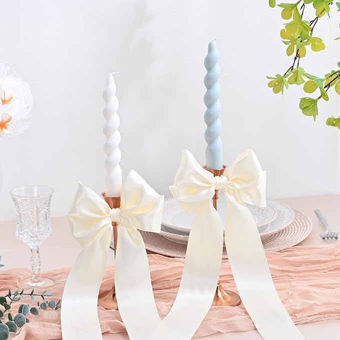 LEEQE Double Face Ivory Satin Ribbon 2 inch X 25 Yards Polyester Ivory Ribbon for Gift Wrapping Very Suitable for Weddings Party Hair Bow Invitation Decorations and More