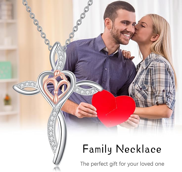 Mother's Day Necklace Gifts 925 Sterling Silver Mom/Wife/Grandma/Nana/Family I Love You Mom Necklace for Women Jewelry Birthday Gifts for Couple