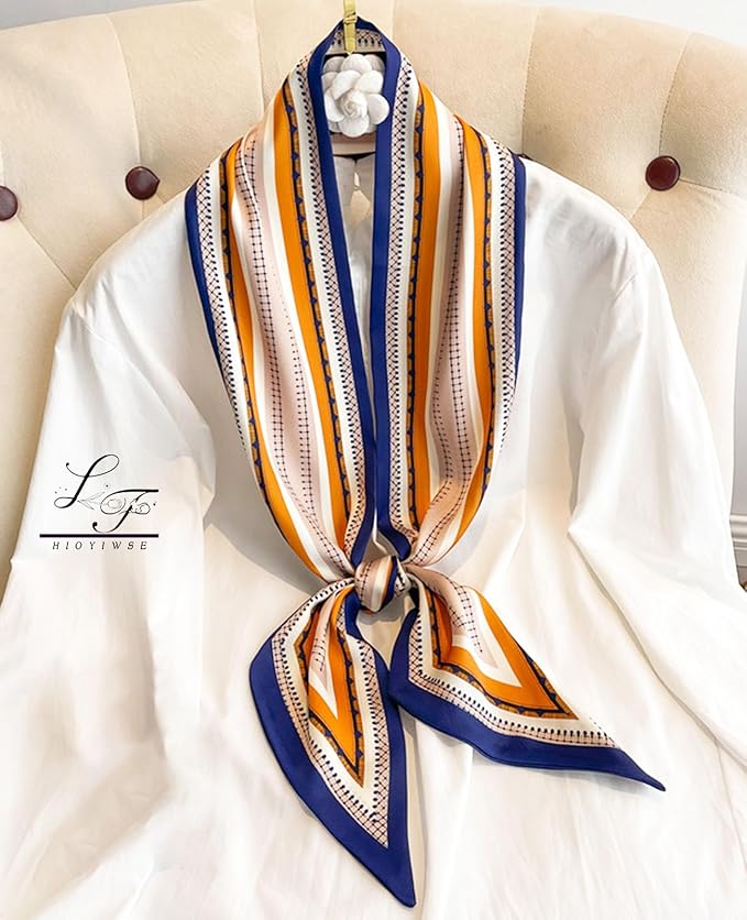 Hioyiwse Head Scarf Hair Neck Scarves For Women Purse Bag Scarfs For Handbags Silky Long Thin Satin Headscarf Fashion