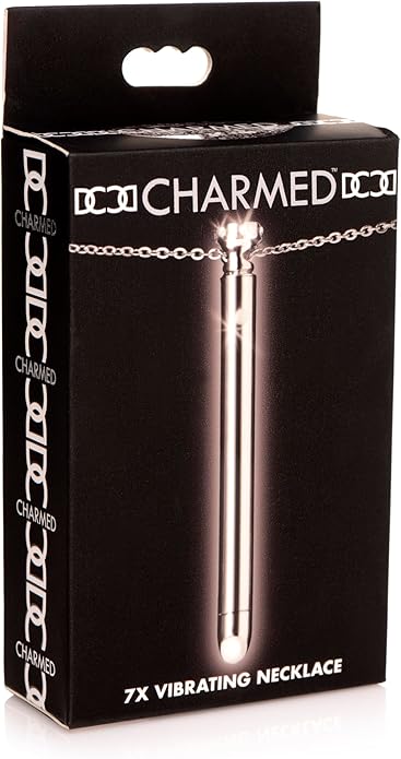 Charmed Silver 7X Vibrating Y Necklace for Women, Sexy Silver Bar Pendant with Chain Necklace, Rechargeable 2-in-1 Necklace Jewelry with Rhinestones