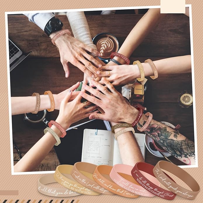Ecation Bible Verses Bracelets Bulk Scripture Silicone Wristbands Inspirational Motivational Quote Rubber Wristbands Christian Bracelets for Easter Carnival Party Favors