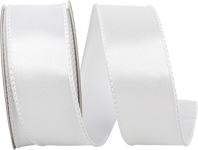 Reliant Ribbon 92575W-030-09F Satin Value Wired Edge Ribbon, 1-1/2 Inch X 10 Yards, White