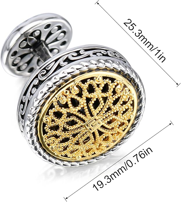 Cuff Links Mens, Cufflinks for Men, Men's Cuff Links for Wedding, Business, Father's Day, Gift for Men, 18K Gold Plated with Luxury Wooden Gift Box