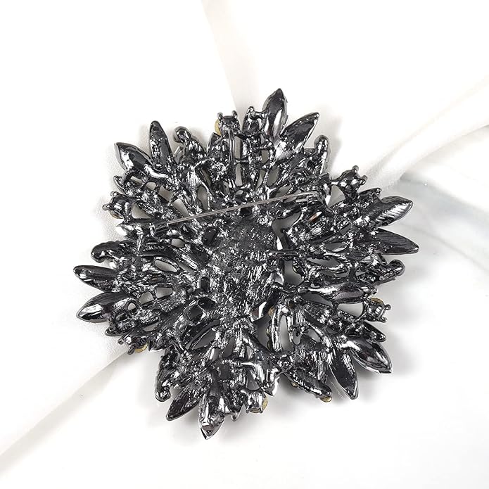 YOQUCOL Sunflower Shape Crystal Big Large Heavy Brooch Pin Rhinestone Scarf Decoration Corsage Cloth Pin for Women Girls