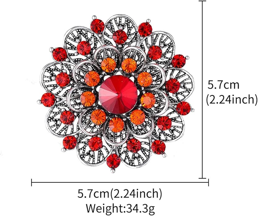 Rhinestone Sunflower Brooch Pin Red Pink Flower Brooch Stylish Crystal Brooch Elegant Clothing Hat Bag Accessories Jewerly for Women