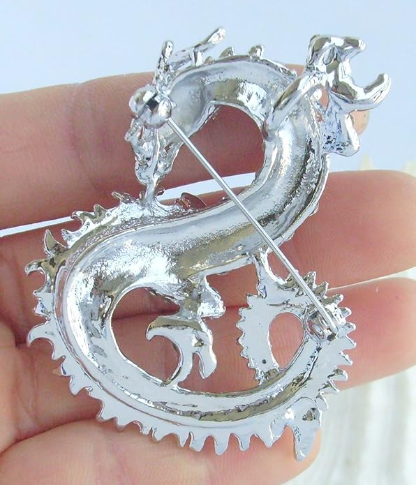 Art Style 2.36" Dragon Brooch Pin Pendant Austrian Crystal BZ2980