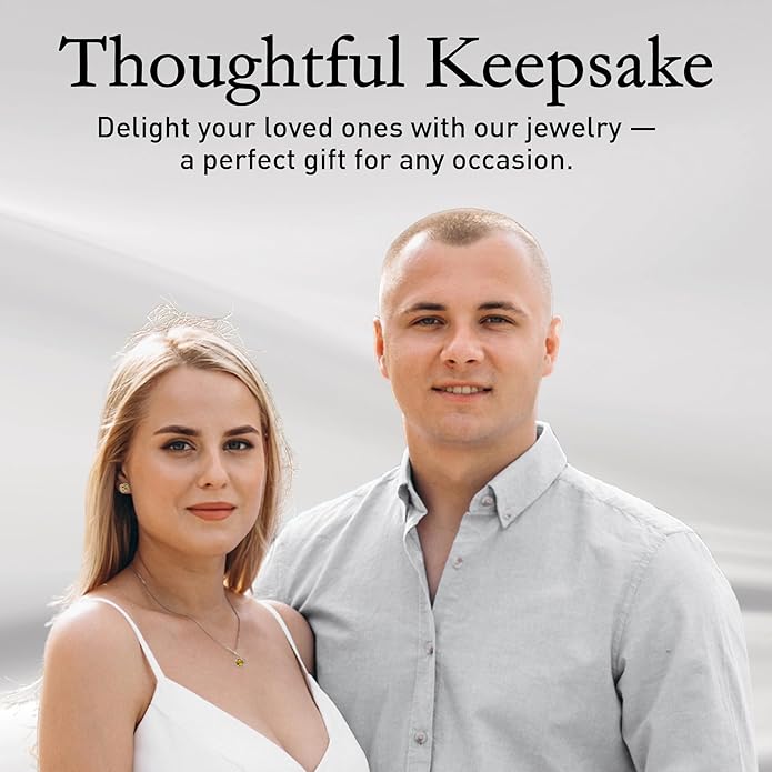 Belinda Jewelz Women 925 Sterling Silver Cute Love Knot Sparkling Gemstone Push Back Stud Earrings Hanging Pendant Necklace Beautiful Fine Jewelry Accessory Set, 1.65 Carat