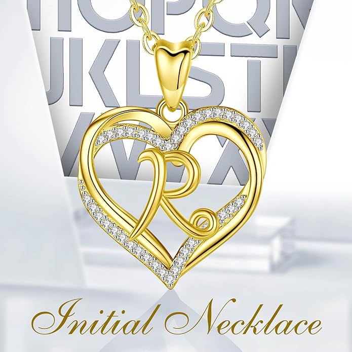 INFUSEU Unique Initial Necklaces for Women Girls Small Heart Letter Jewelry, Meaningful Personalized Gifts