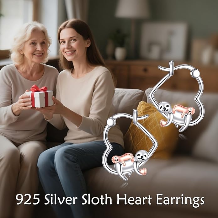 AXELUNA Animal Earrings Sterling Silver Mom and Daughter Earrings Heart Jewelry Gift for Women Mother