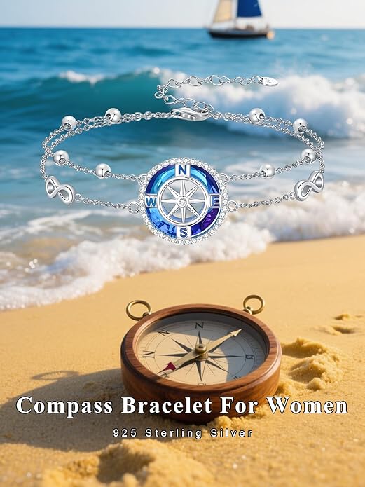 Sea Turtle/Dolphin/Starfish/Seashell/Compass Bracelet for Women 925 Sterling Silver Ocean Wave Anklet Summer Hawaiian Jewelry Gift for Her