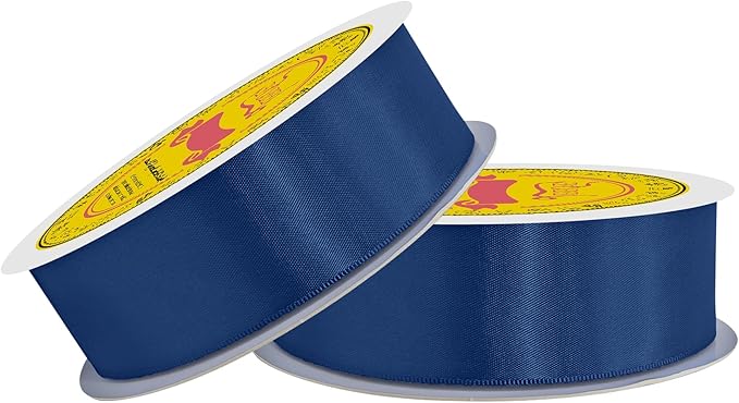 LEEQE 100 Yards Navy Blue Satin Ribbon Polyester Ribbon for Gift Wrapping Very Suitable for Weddings Party Hair Bow Invitation Decorations and More(1-1/2 inch X 50Yards X 2 Roll)