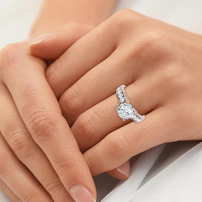 P3 POMPEII3 Pompeii Certified 3Ct Diamond Engagement Ring Cathedral 14k Gold Lab Grown (G/H,VS2-SI1)