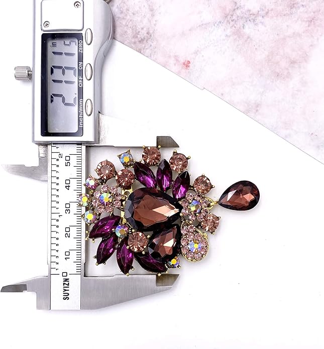 LAXPICOL Vintage Wedding Bridal Big Blue Crystal Rhinestone Tear drop Brooch Pin for Women