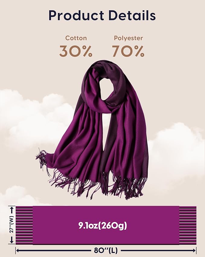 maamgic Women's Winter Scarf Soft Warm Scarf for Women Cozy Shawl Wraps for Women Lightweight Pashmina Style Wrap