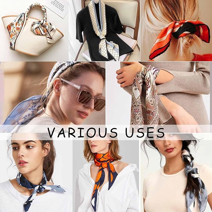 Dailyacc Hair Scarf for Women Fashion Silky Satin Headscarf Wrap Breathable Lightweight Neck Scarves For Handbag