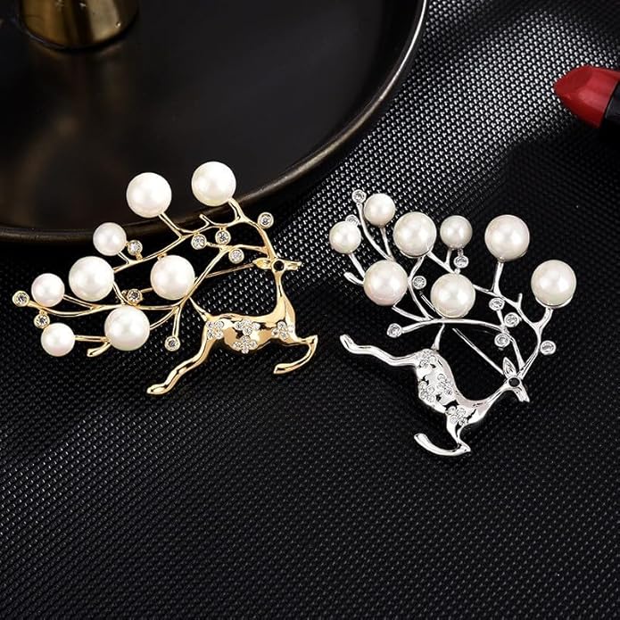 UNVAK Animal Brooches for Women Pearl Rhinestones Animal Brooch Pin Cute Animal Jewelry Gift for Wife Mom Girlfriends