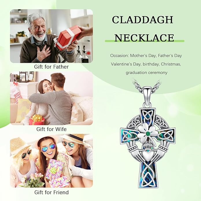 Cross Necklace for Men 925 Sterling Silver Celtic Cross Pendant Christian Jewelry Religious Christmas Gifts for Women