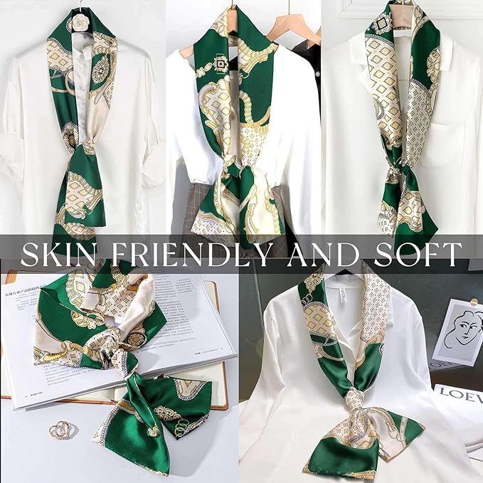 Dailyacc Hair Scarf for Women Fashion Silky Satin Headscarf Wrap Breathable Lightweight Neck Scarves For Handbag