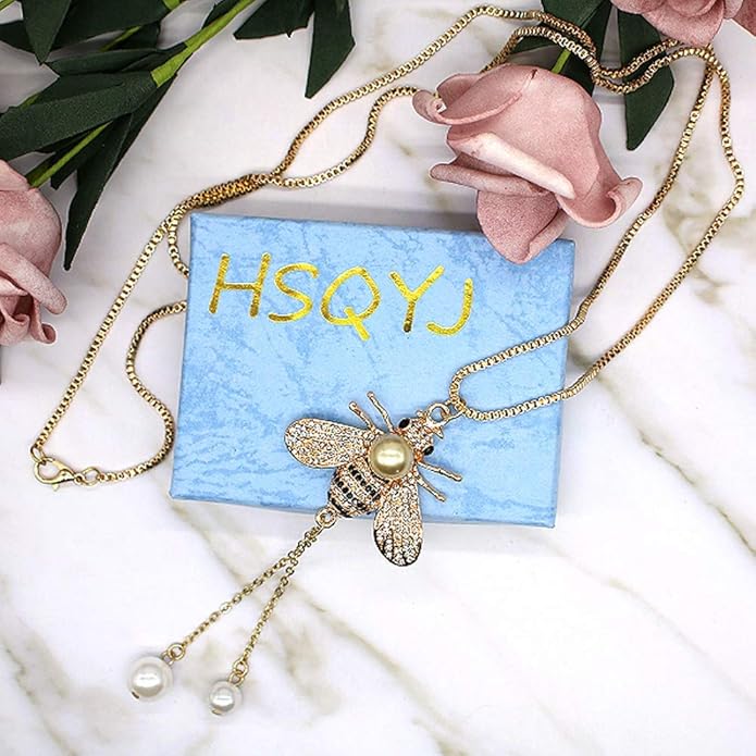 Honey Bee Brooches Crystal Insect Themed Bee Brooch Animal Fashion Shell Pearl Brooch Pin Gold Tone