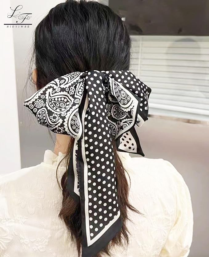 Hioyiwse Head Scarf Hair Neck Scarves For Women Purse Bag Scarfs For Handbags Silky Long Thin Satin Headscarf Fashion
