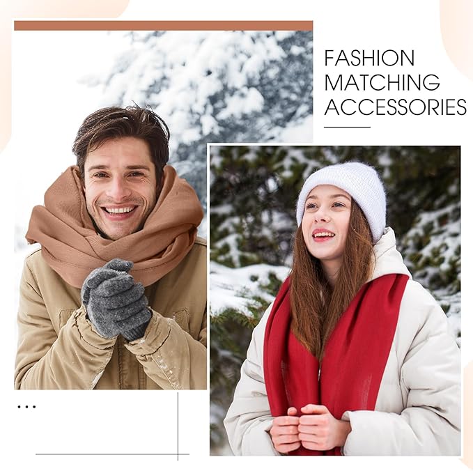 Suhine 8 Pcs Winter Scarves Bulk for Women Lightweight Blanket Scarf with Tassel Edge Pashmina Shawl for Women Men