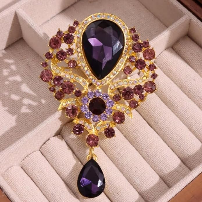 WCRAZYE Rhinestone Bridal Brooch for Women Delicate Sparkly Crystal Bouquet Flower Teardrop Brooch Pin Elegant Large Gorgeous Bouquet Brooch Pin Clothing Hat Bag Accessories Christmas Wedding Bridal Birthday Jewelry