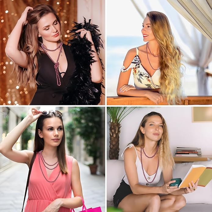 59" Long Pearl Necklaces for Women, Vintage Elegant Long Pearls Necklace for Wedding Party 1920s Gatsby Costume Jewelry