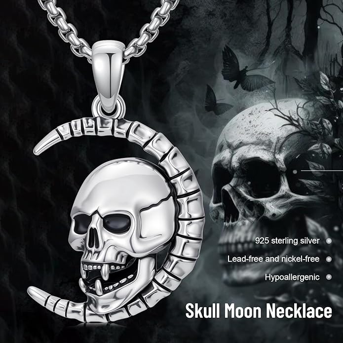 KoyeKei Sterling Silver Halloween Necklace Gothic Jewelry Gifts for Women Men