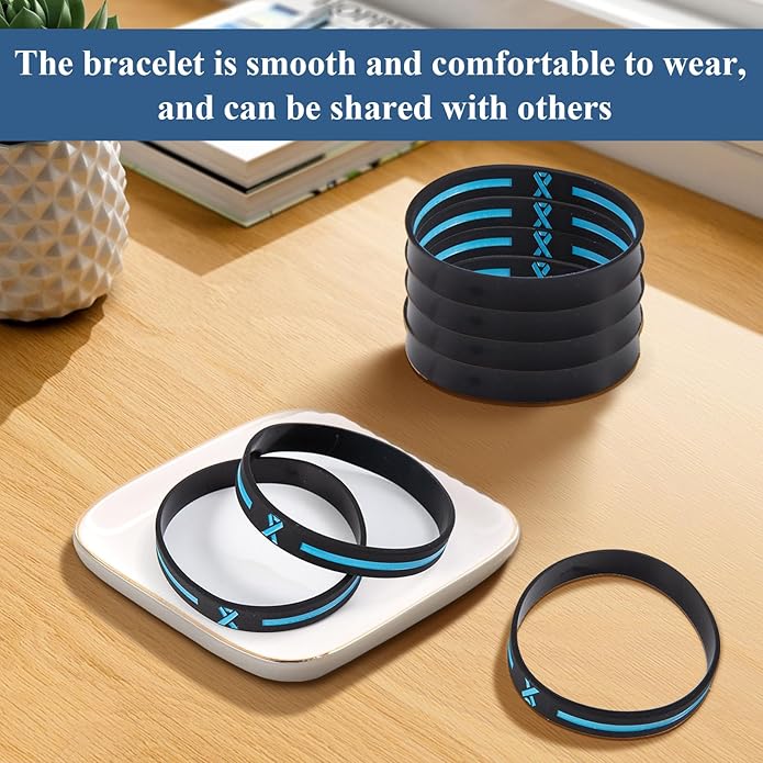 18Pcs Prostate Cancer Awareness Bracelets Light Blue Ribbon Silicone Wristband for Men Women Men's Health ALS Thyroid Lymphedema Cancer Awareness Bracelet for Men Event Support Favor Gifts