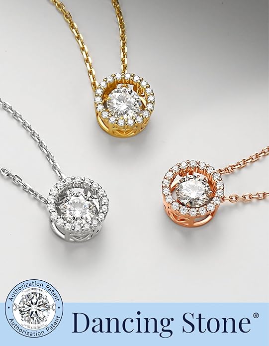 MomentWish Floating Necklace for Women, 0.5/1 Carat Dancing Moissanite Necklace for Her 925 Sterling Silver Pendant Anniversary Birthday Christmas Gift for Wife Mom Girlfriend